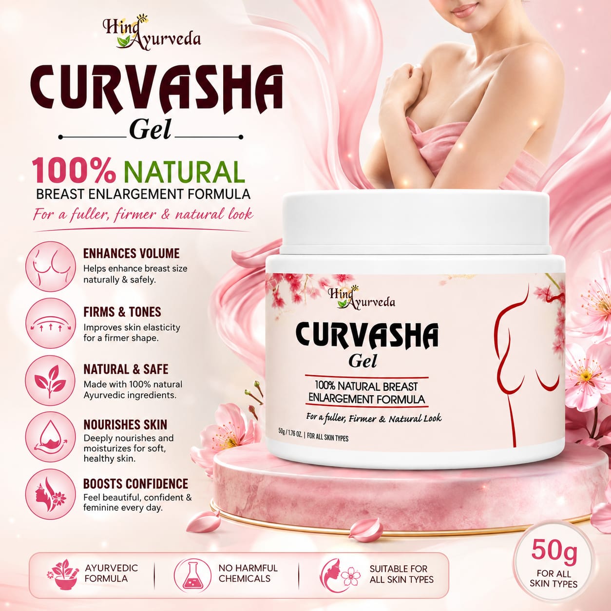 Curvasha Women’s Bust Care Gel | Firming, Toning & Skin Nourishing Formula