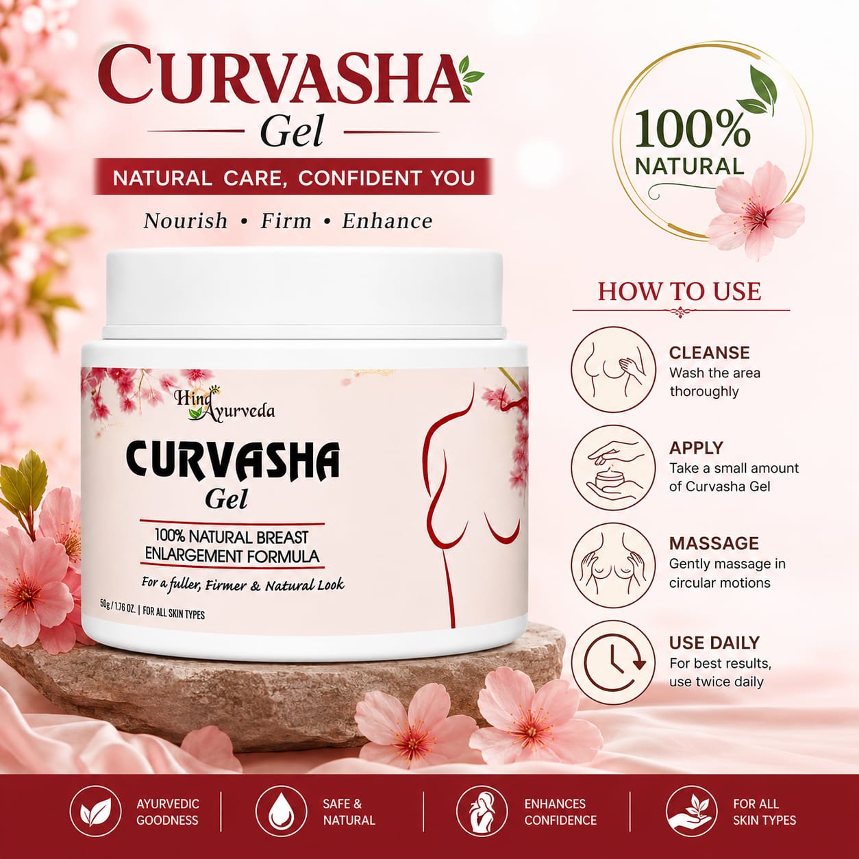 Curvasha Women’s Bust Care Gel | Firming, Toning & Skin Nourishing Formula