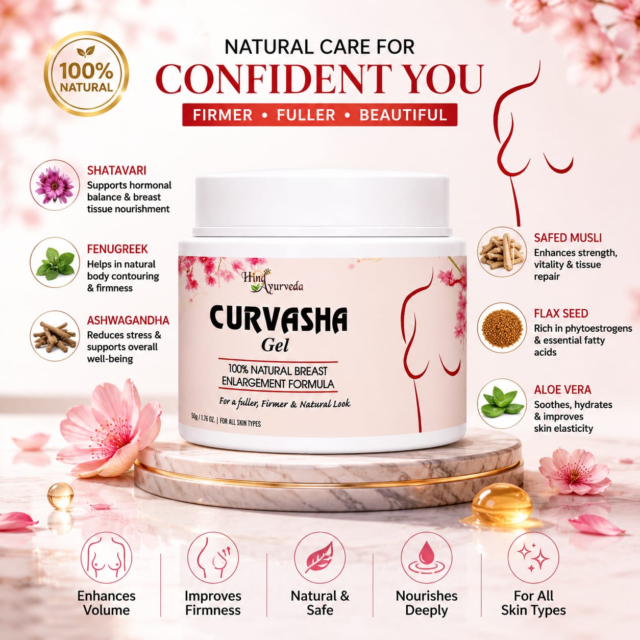 Curvasha Women’s Bust Care Gel | Firming, Toning & Skin Nourishing Formula