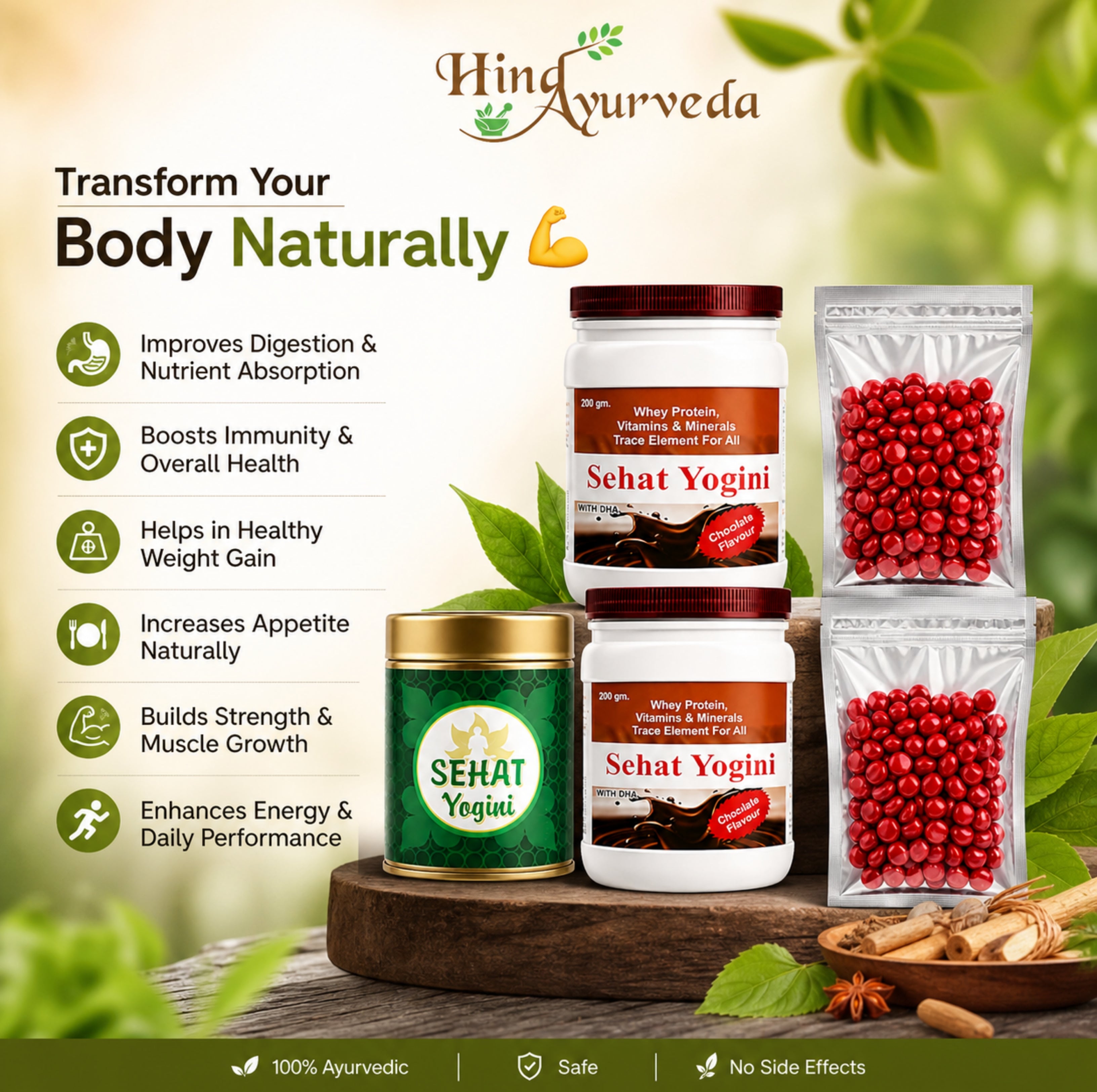 Sehat Yogini 5 Product Combo Kit | Ayurvedic Weight Gain Support Kit for Women