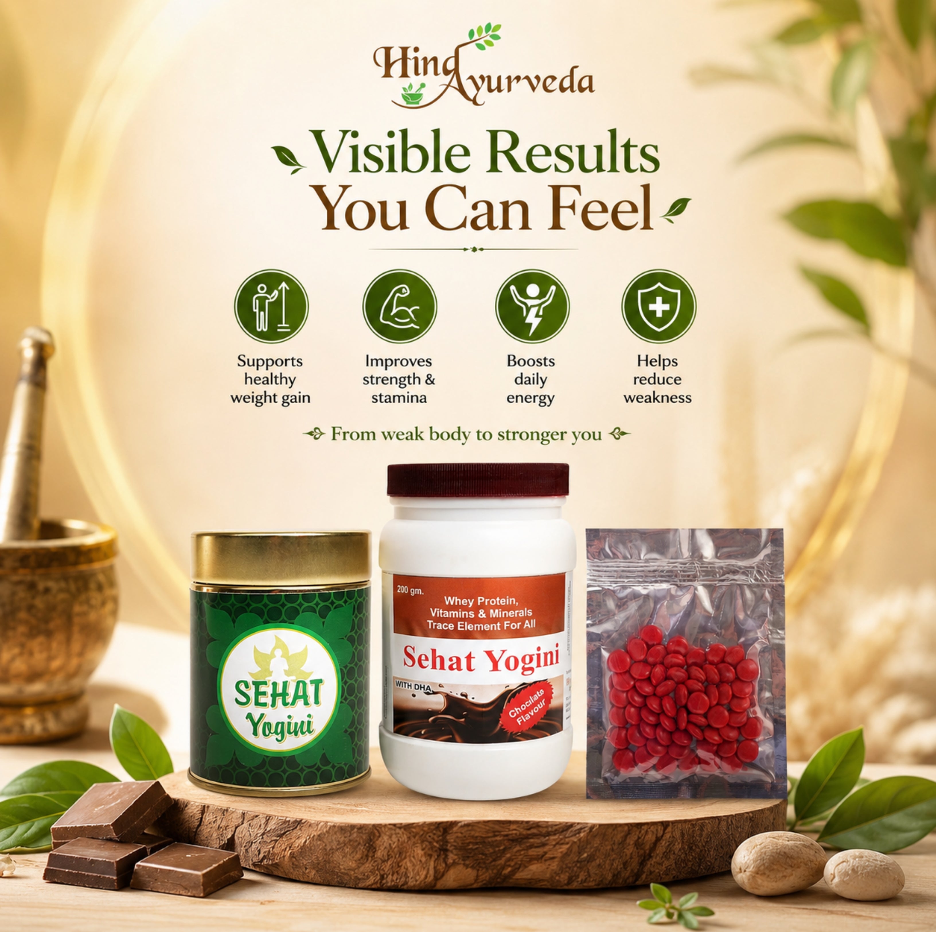 Sehat Yogini  Weight Gain & Complete Wellness Combo |Protein + Herbal Tablets