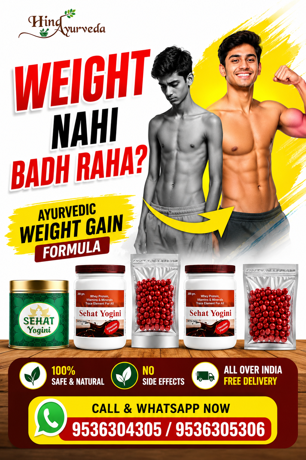 Sehat Yogini 5 Product Combo Kit | Ayurvedic Weight Gain Support Kit for Women